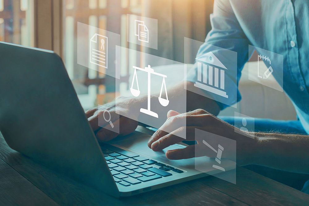 An image of a man on his computer representing business litigation